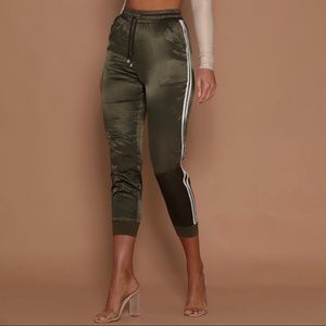 Meshki - Kylia Satin Track Pant in Khaki Green 💚
